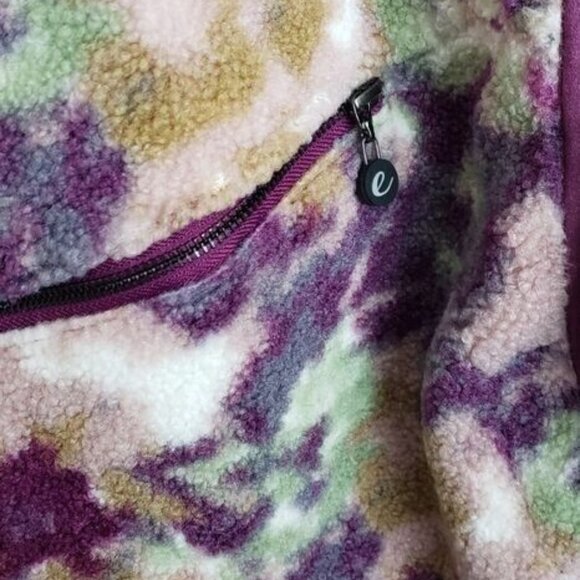 Johnny Was Calme Jacket Womens M Pink Fleece Bomber Watercolor Floral Camo - Picture 6 of 7